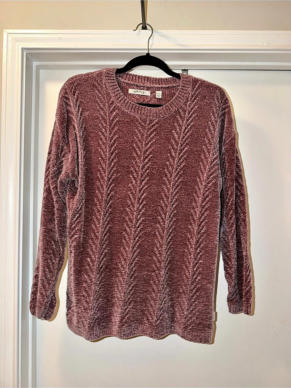 Orvis Lavender Chenille Crewneck Sweater Fall Cozy